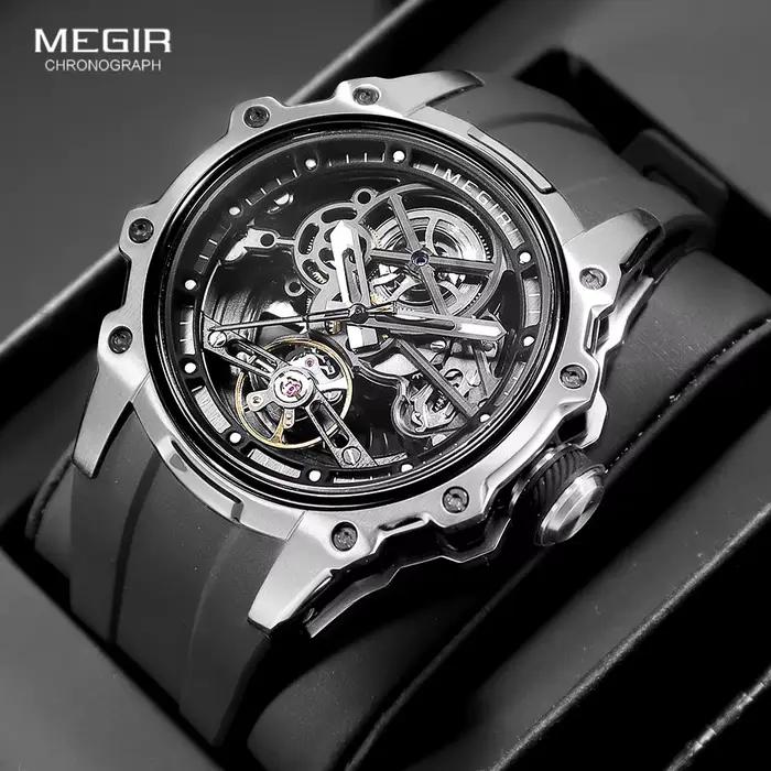 Montres mécaniques automatiques à cadran squelette MEGIR pour homme style élégant et pratique occasions spéciales