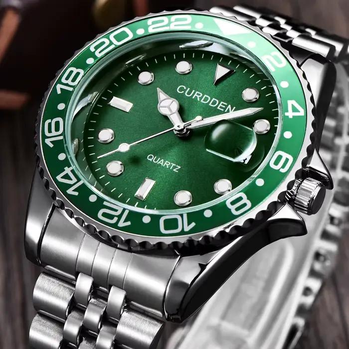 Montre-bracelet CURDDEN en acier inoxydable doré avec calendrier complet pour homme élégance et praticité mode et décontracté occasions spéciales