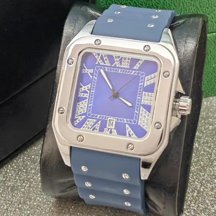 Montre Homme de Luxe à Quartz Diamant Carré de Haute Qualité