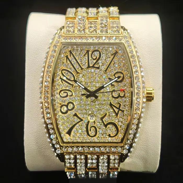 UNIGUET or glacé montres homme mode Quartz montre-bracelet Hip Hop diamant Bling AAA bijoux montre pour hommes Relogio Masculino