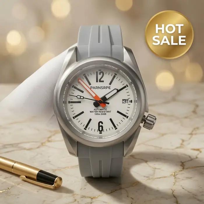 Montre mécanique automatique CHNH35 résistante à l'eau pour hommes style fashion et casual bracelet en caoutchouc acier inoxydable quartz lumineux grandes occasions