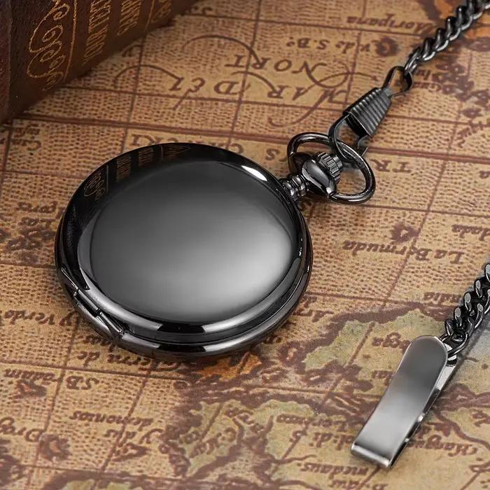 Montre de poche vintage mécanique pour hommes squelette noir remontage manuel montres Fob pour occasions spéciales et cadeaux de mariage