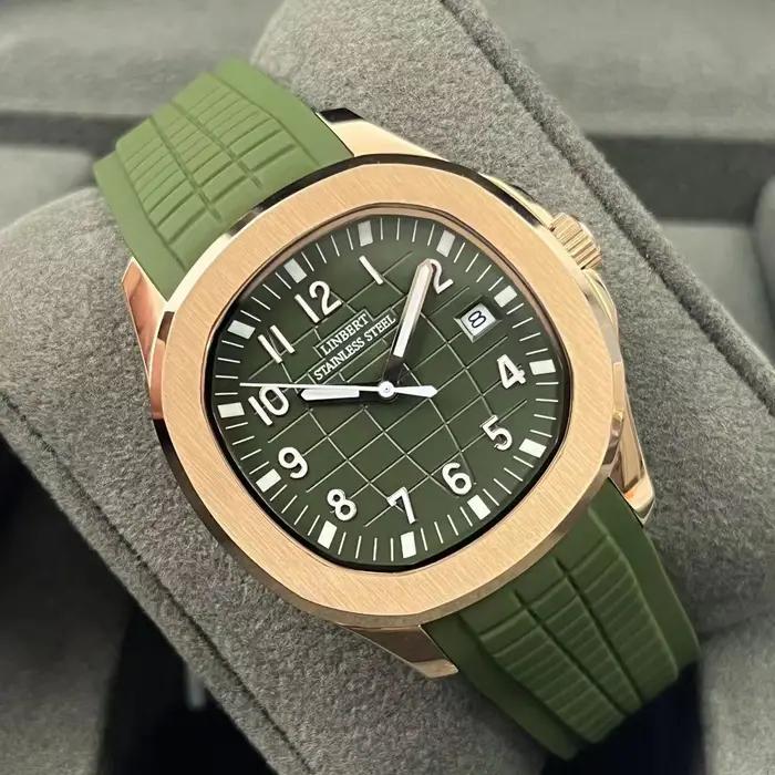 Montre pour hommes mécanique entièrement automatique en or Rose véritable marque de luxe en acier lumineux étanche