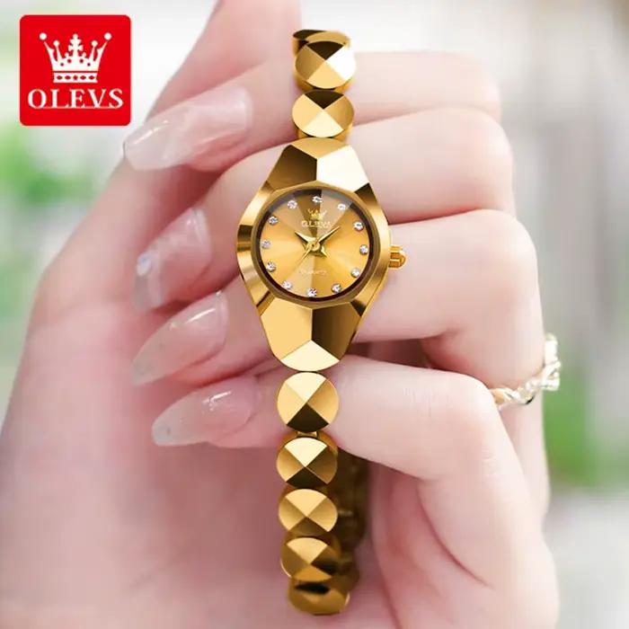 OLEVS 7007 montre à Quartz originale pour femmes miroir rhombique étanche dames montre-bracelet bracelet en acier