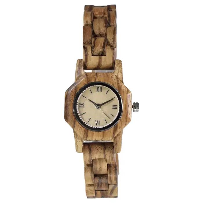 Montre en bois de santal octogonal pour femme