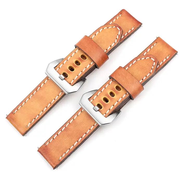 Bracelet de montre Vintage en cuir véritable fait à la main pour hommes