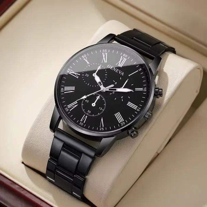 Montres d'affaires pour hommes de mode montre-bracelet à Quartz de luxe pour homme horloge noire Relogio Masculino Reloj Hombre (sans boîte)