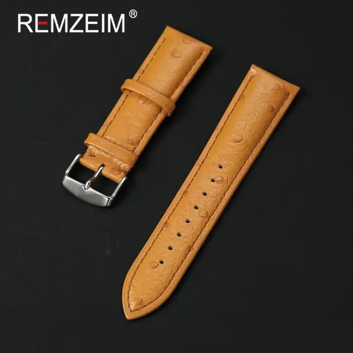 Bracelet de poignet en cuir motif d'autruche pour hommes et femmes avec boucle à ardillon et largeur variable 18mm 20mm 22mm
