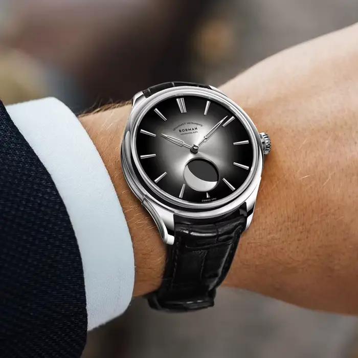 BORMAN 41.5mm 5ATM montres mécaniques étanches Phase de lune luxe concepteur hommes robe montre-bracelet automatique