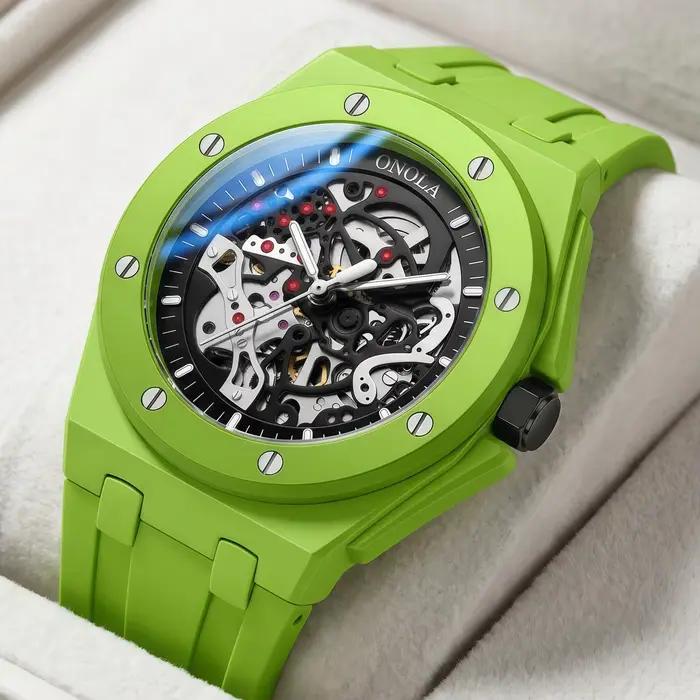 Nouvelle montre mécanique entièrement automatique à cadran ajouré pour homme