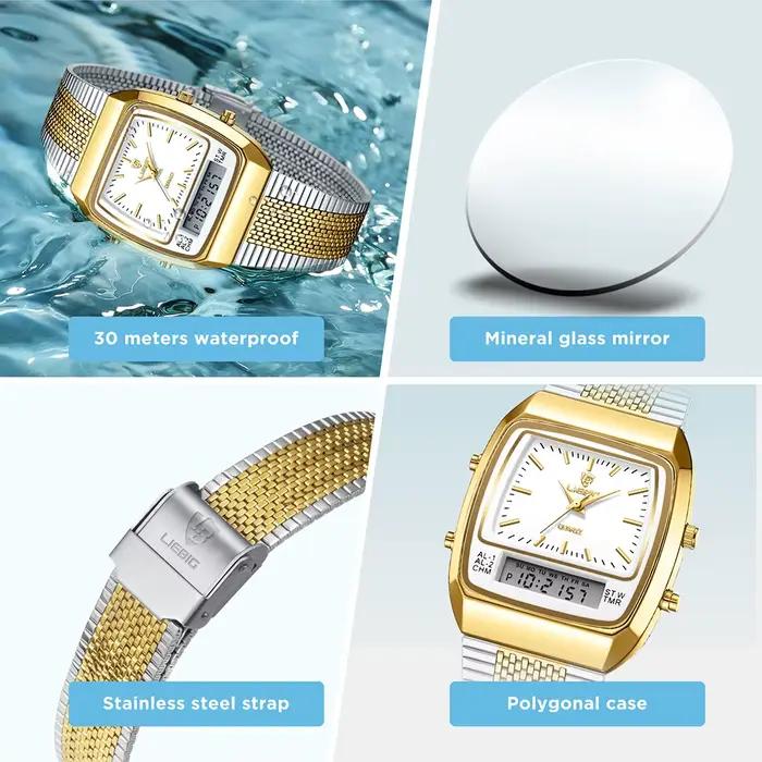LIEBIG montres à Quartz numériques de luxe pour hommes femmes mode décontracté double affichage temps sport semaine 3Bar