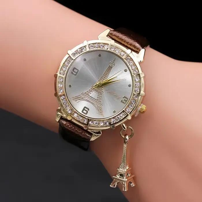 Offres spéciales femmes montre-bracelet mode tour Eiffel en acier inoxydable montres à Quartz femme horloge
