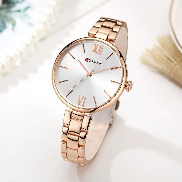 CURREN 9017 nouvelles femmes montres marque de luxe montre or Rose