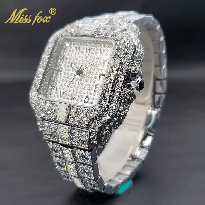 Montre à Quartz pour hommes en diamant avec Date automatique montres-bracelets étanches