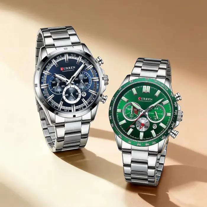 Montre chronographe homme acier inoxydable quartz sport date automatique occasion spéciale