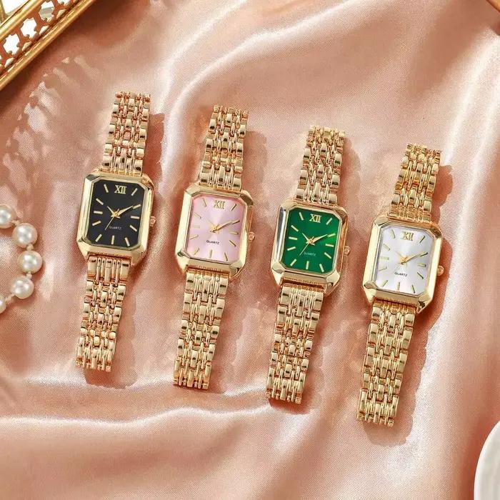 Montre à Quartz Rectangulaire pour Femmes Accessoire Mode Élégant Bracelet Alliage Précision Horlogère Occasions Spéciales
