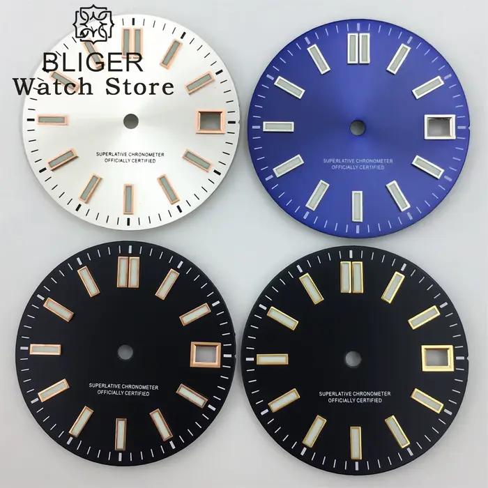 BLIGER 29mm cadran de montre Sunburst noir bleu rouge rose marron vert ciel