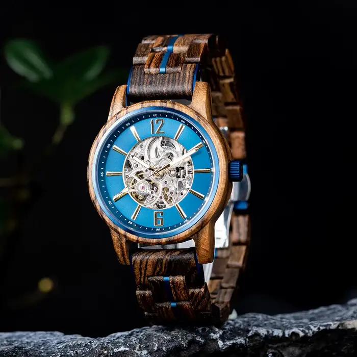 BOBO BIRD nouvelles montres mécaniques pour hommes en bois véritable luxe squelette montre automatique personnalisé homme cadeau pour noël relojes mecánicos