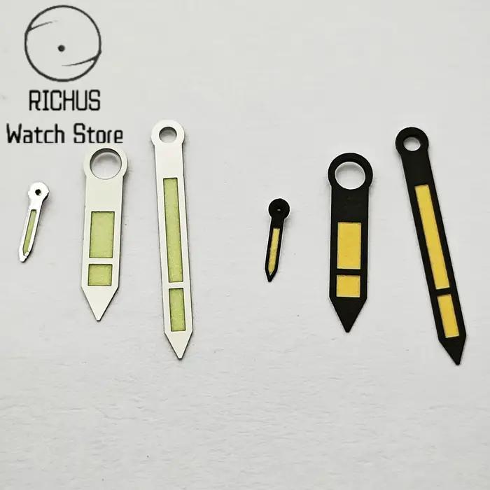 RICHUS ETA6497 noir/argent aiguilles de montre vert lumineux ajustement ETA 6497 6498 ST3600 3620 pièce accessoire de mouvement