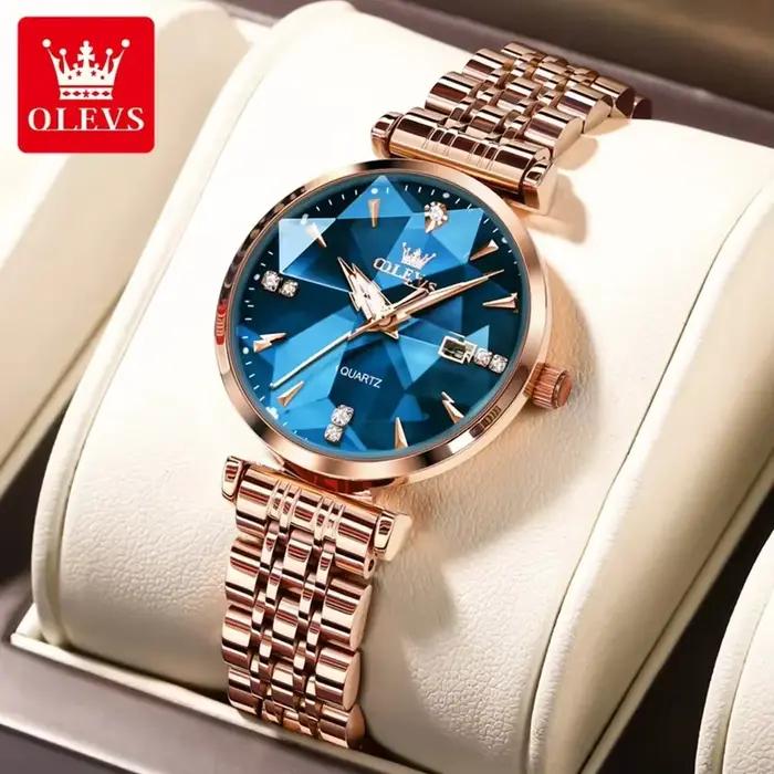 Montre OLEVS 5536 Quartz Élégante pour Femmes Occasions Spéciales Résistante à L'eau Blanc Bronze Argent
