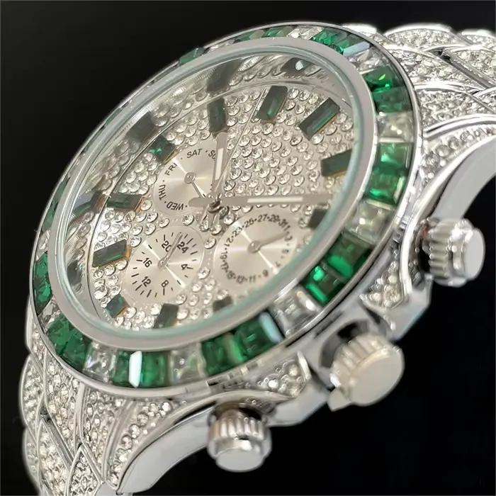 Montre de Luxe Glacé Vert pour Homme