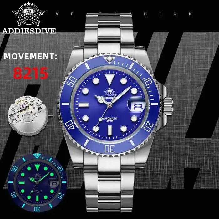 ADDIESDIVE montre automatique pour hommes 200m résistant à l'eau lumineux