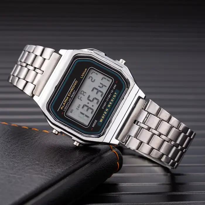 Montre numérique LED de luxe pour hommes montre-bracelet électronique