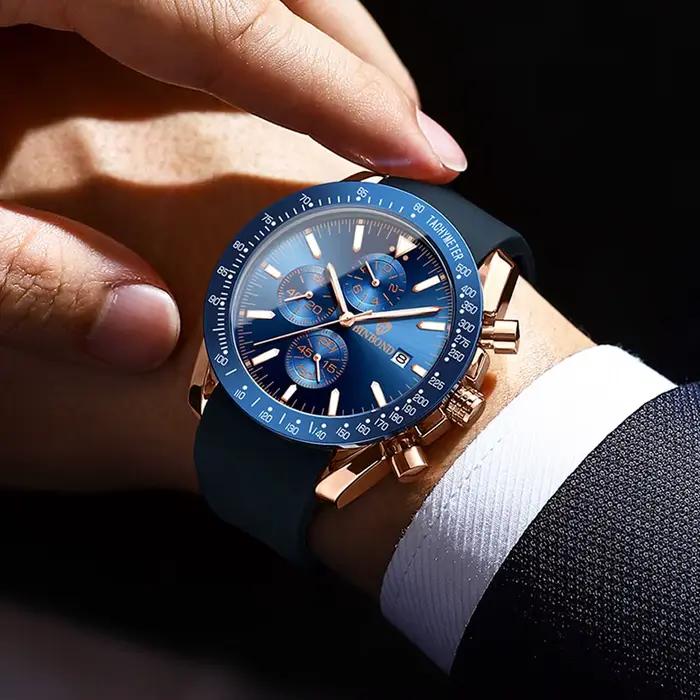 Montre Homme BINBOND Chronographe Automatique avec Date Précise