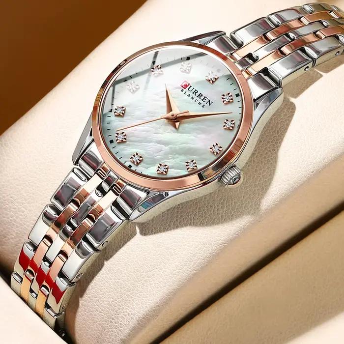 CURREN Montre de mode de luxe pour femme – Élégante acier inoxydable rose doré