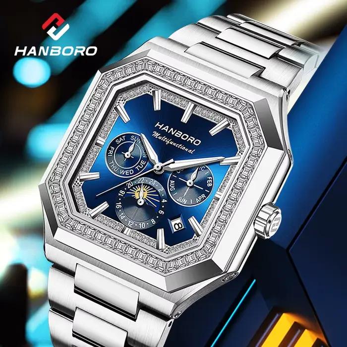 HANBORO – montre mécanique carrée entièrement automatique pour hommes