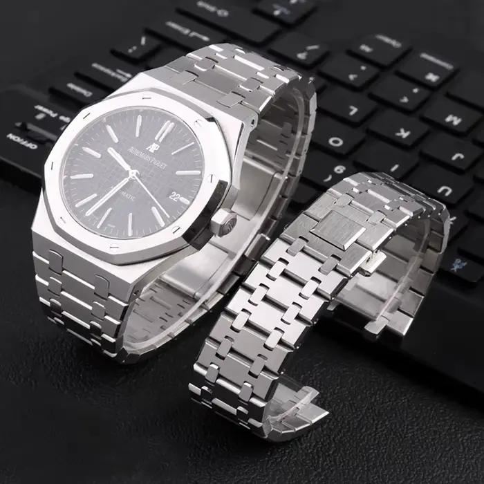 Bracelet de montre en acier inoxydable massif pour homme
