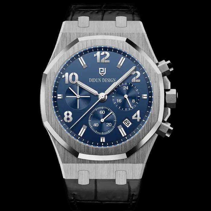 Montres chronographes de luxe pour hommes, montre de sport à quartz en acier inoxydable, montre-bracelet pour homme d'affaires, étanche