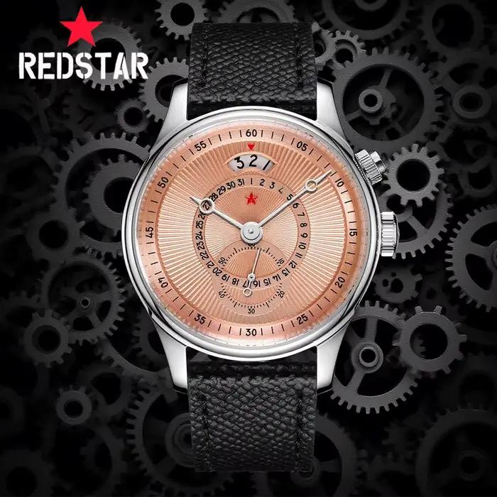 Montre mécanique Red Star 40mm acier inoxydable avec calendrier complet pour hommes occasions spéciales