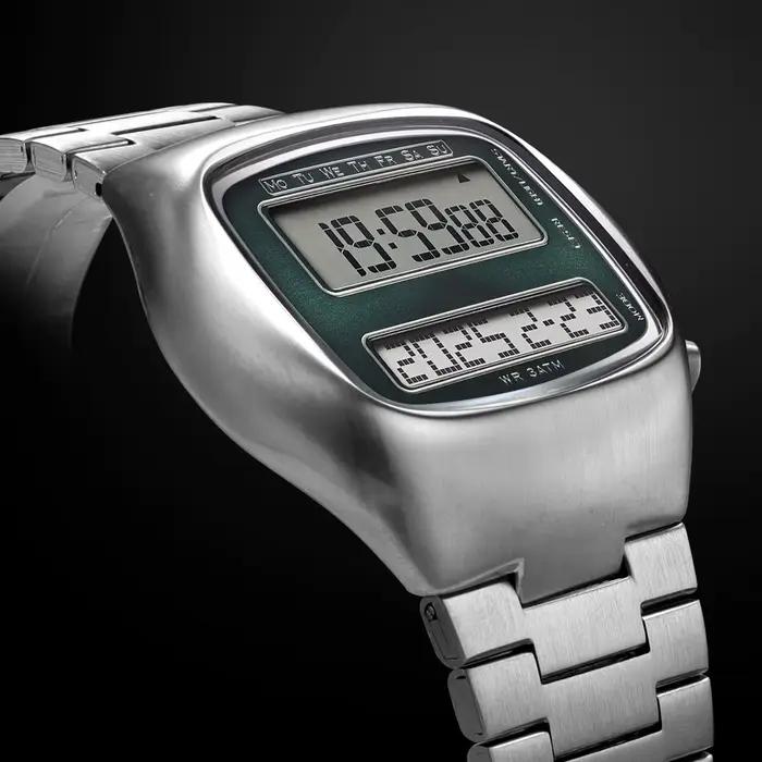 Montre numérique rétro double affichage homme rétroéclairage calendrier complet alarme acier inoxydable unisexe ocassions spéciales
