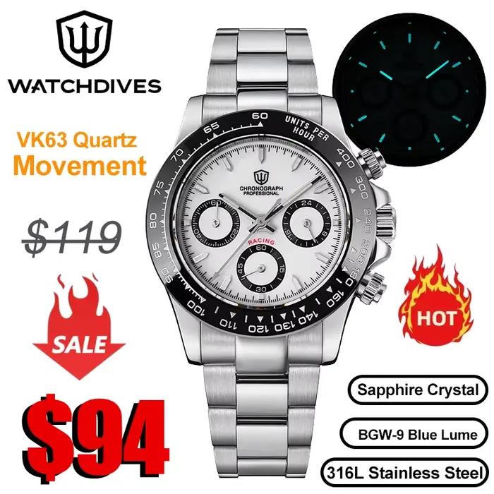 Montre de plongée lumineuse en acier inoxydable avec cristal de saphir pour homme occasions sportives et quotidiennes