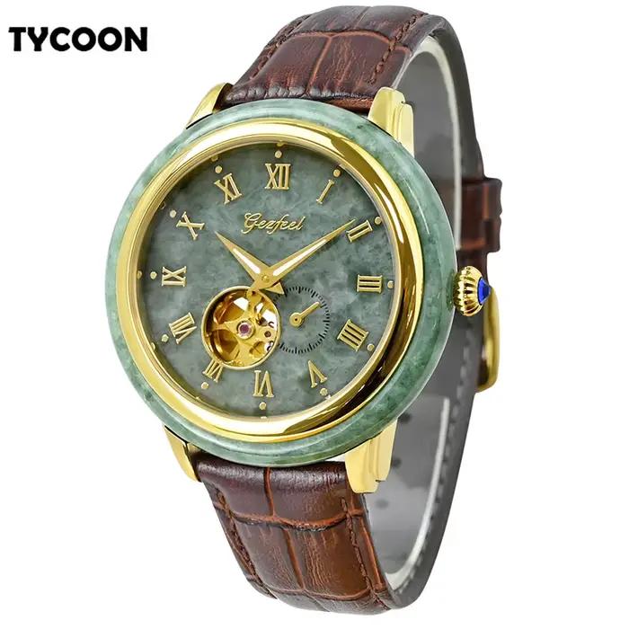 Montre en jade naturel Open Heart