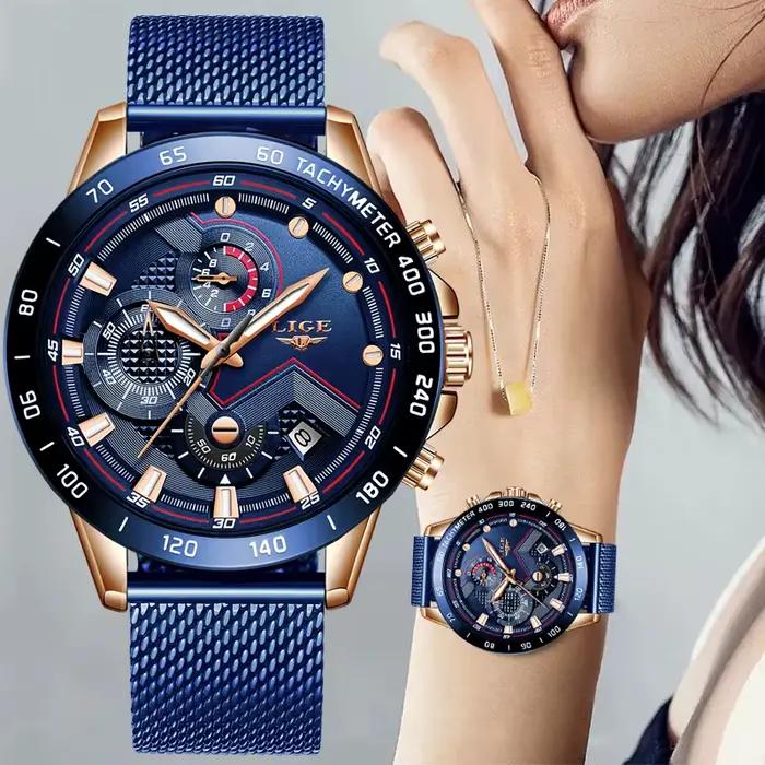 LIGE nouveau or Rose femmes montre haut de gamme