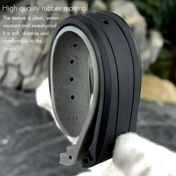 Bracelet de montre en caoutchouc et silicone pour Omega Speedmaster et Seamaster noir gris occassions spéciales confortable et durable