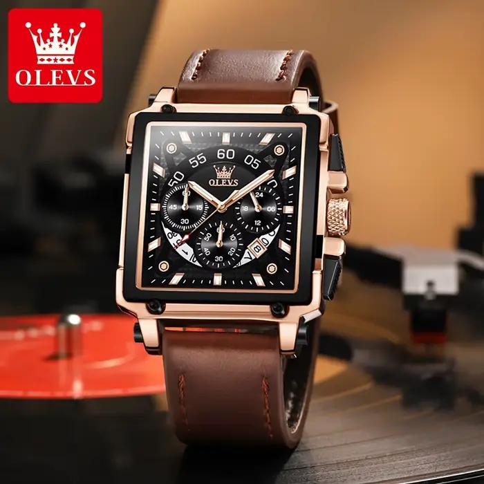 OLEVS 9919 meilleure vente montres à Quartz originales pour hommes bracelet en cuir chronographe Date automatique