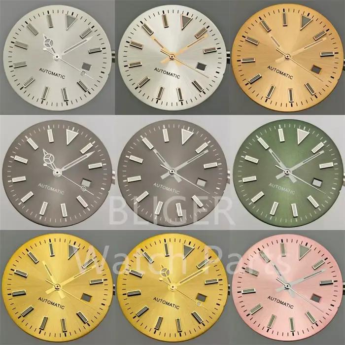 BLIGER 24.5mm Sunburst femmes montre cadran ensemble d'aiguilles blanc gris vert Rose or