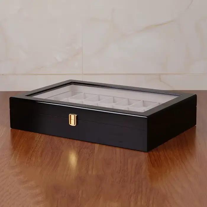 Boîte de rangement de montre en bois ZBJP 24 fentes organisatrice pour homme et femme box à bijoux cadeau occasions spéciales