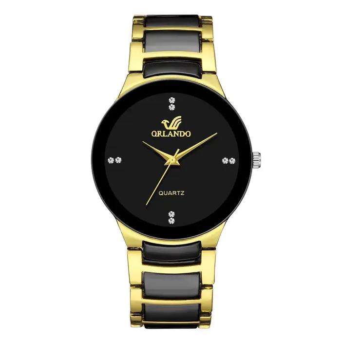 Montre d'affaires à quartz en acier pour hommes, cadran noir, offre spéciale