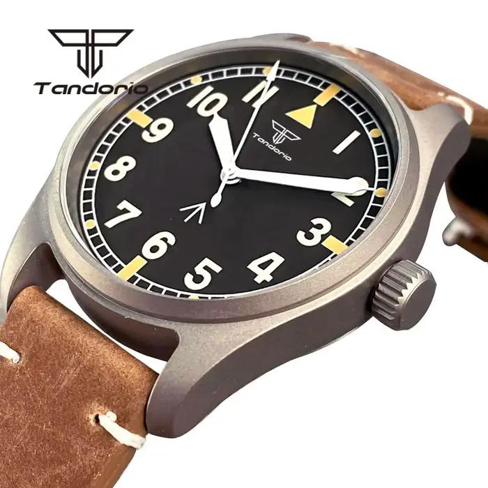 Tandorio titane NH35A 39mm montre de plongée pilote automatique pour hommes 20BAR saphir ultraléger étanche montre-bracelet vert lumineux