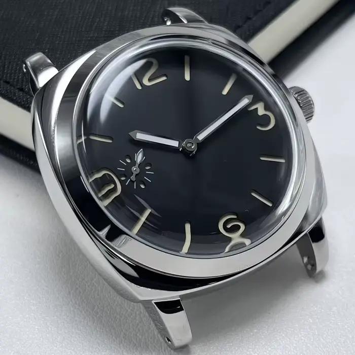 Cadran sandwich noir vert lumineux avec chiffres verts montre mécanique à remontage manuel pour homme occasions spéciales robuste élégant