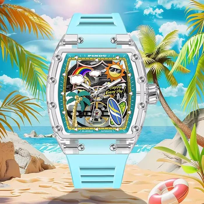 Montre PINDU Edition Limitée Stylish Bracelet Lumineux Résistant à l'Eau Pour Hommes Occasions Plage Vacances