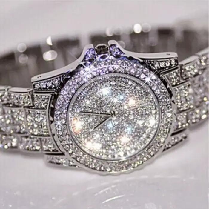 Feminino Relogio femmes montres cristal plein acier dames montre-bracelet Quartz femme reloj hombre montre