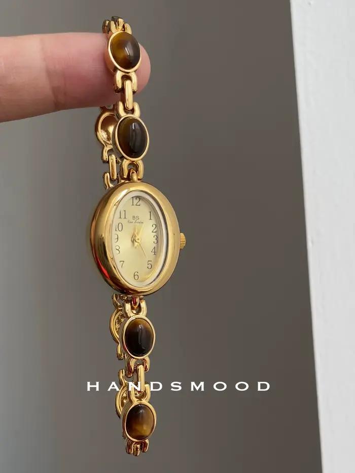 Montre à Quartz Luxe en Laiton avec Incrustations de Pierres Précieuses pour Femmes Occasions Spéciales