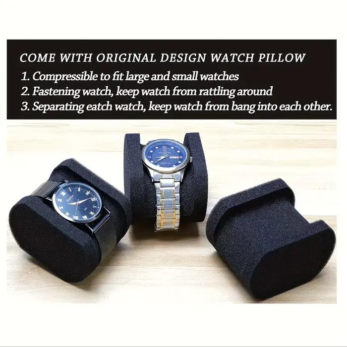 Boîte de rangement de montre noire en matériau mixte avec doublure en velours pour protection des bijoux et des montres occasions spéciales voyage soirée événements