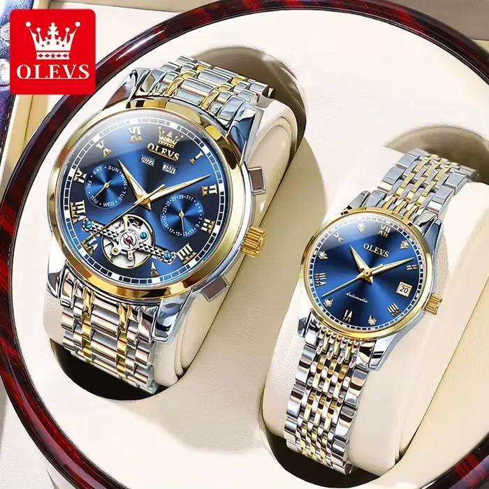 100% Original OLEVS automatique mécanique Couple montres pour hommes et femmes