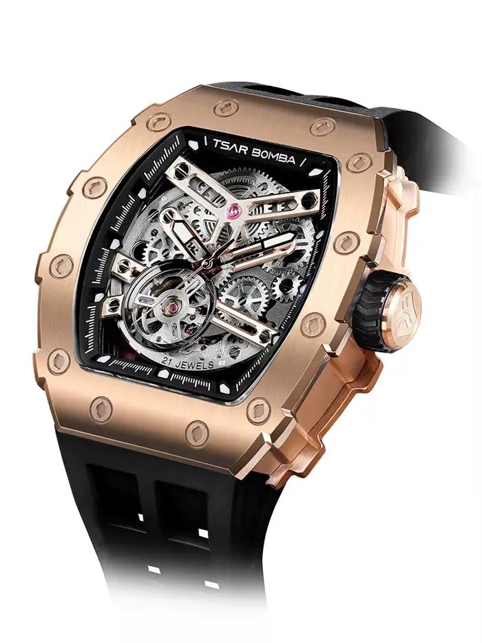 TSAR BOMBA montre mécanique automatique de marque supérieure pour hommes montre-bracelet Tonneau en acier inoxydable